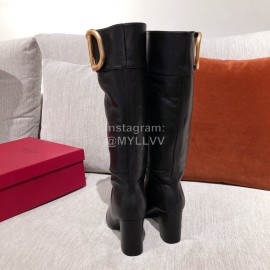 Valentino Fall Winter Black Sheepskin High Heel Long Boots 
