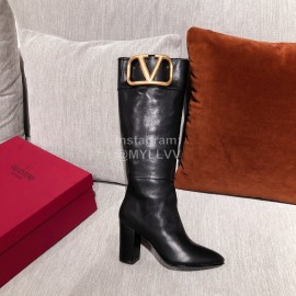 Valentino Fall Winter Black Sheepskin High Heel Long Boots 