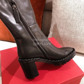 Valentino Black Fall Winter Sheepskin High Heel Long Boots 