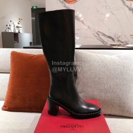 Valentino Black Fall Winter Sheepskin High Heel Long Boots 