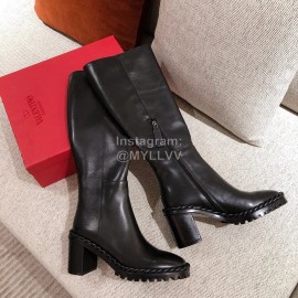 Valentino Black Fall Winter Sheepskin High Heel Long Boots 