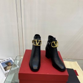 Valentino Full Grain Lychee Calf Mid Heel Boots