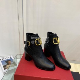 Valentino Full Grain Lychee Calf Mid Heel Boots