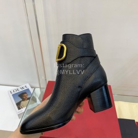 Valentino Full Grain Lychee Calf Mid Heel Boots