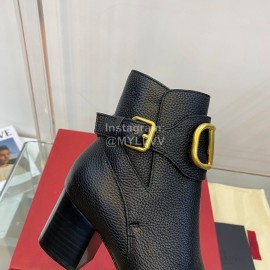 Valentino Full Grain Lychee Calf Mid Heel Boots