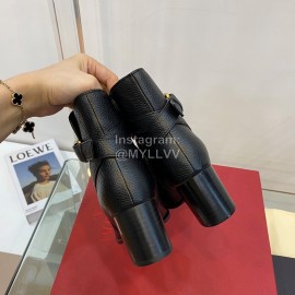 Valentino Full Grain Lychee Calf Mid Heel Boots