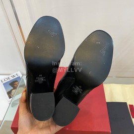 Valentino Full Grain Lychee Calf Mid Heel Boots