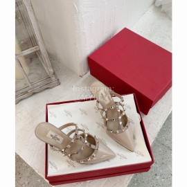 Valentino Rivet Cow Patent Leather High Heel Sandals Pink