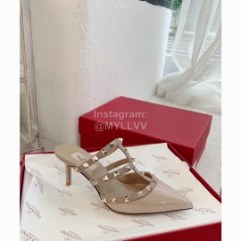 Valentino Rivet Cow Patent Leather High Heel Sandals Pink