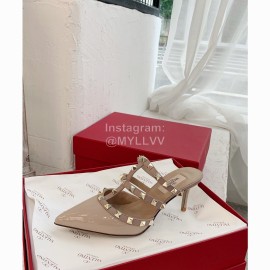 Valentino Rivet Cow Patent Leather High Heel Sandals Pink