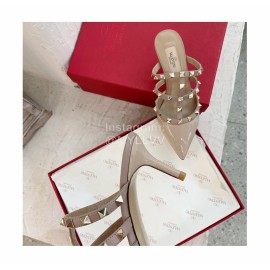 Valentino Rivet Cow Patent Leather High Heel Sandals Pink