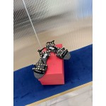 Valentino Fashion Rivet Flat Heel Sandals For Women Black