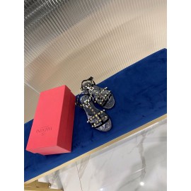 Valentino Fashion Rivet Flat Heel Sandals For Women Black