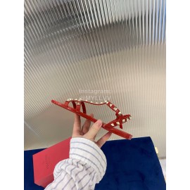 Valentino Fashion Rivet Flat Heel Sandals For Women Red