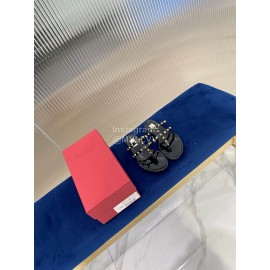 Valentino Fashion Rivet Flat Heel Slippers For Women Black