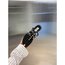Valentino Fashion Rivet Flat Heel Slippers For Women Black