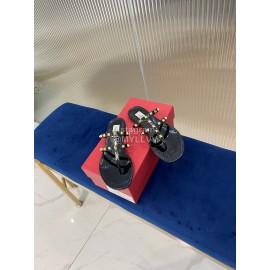 Valentino Fashion Rivet Flat Heel Slippers For Women Black