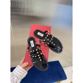 Valentino Fashion Rivet Flat Heel Slippers For Women Black