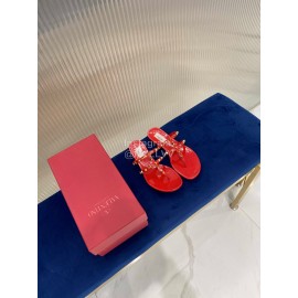 Valentino Fashion Rivet Flat Heel Slippers For Women Red
