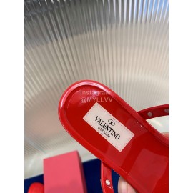 Valentino Fashion Rivet Flat Heel Slippers For Women Red