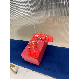 Valentino Fashion Rivet Flat Heel Slippers For Women Red