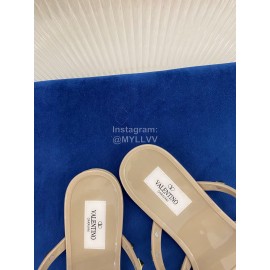 Valentino Fashion Rivet Flat Heel Slippers For Women Khaki