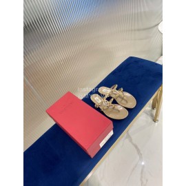 Valentino Fashion Rivet Flat Heel Slippers For Women Khaki