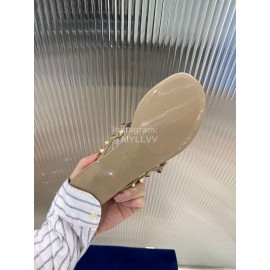 Valentino Fashion Rivet Flat Heel Slippers For Women Khaki