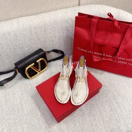 Valentino New Simple Sheepskin Clip Toe Sandals White