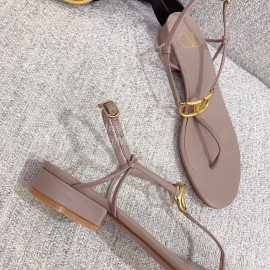 Valentino New Simple Sheepskin Clip Toe Sandals