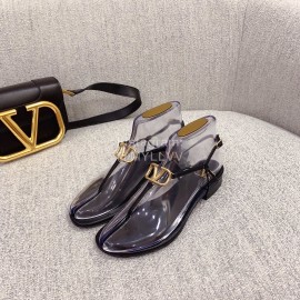 Valentino New Simple Sheepskin Clip Toe Sandals Black