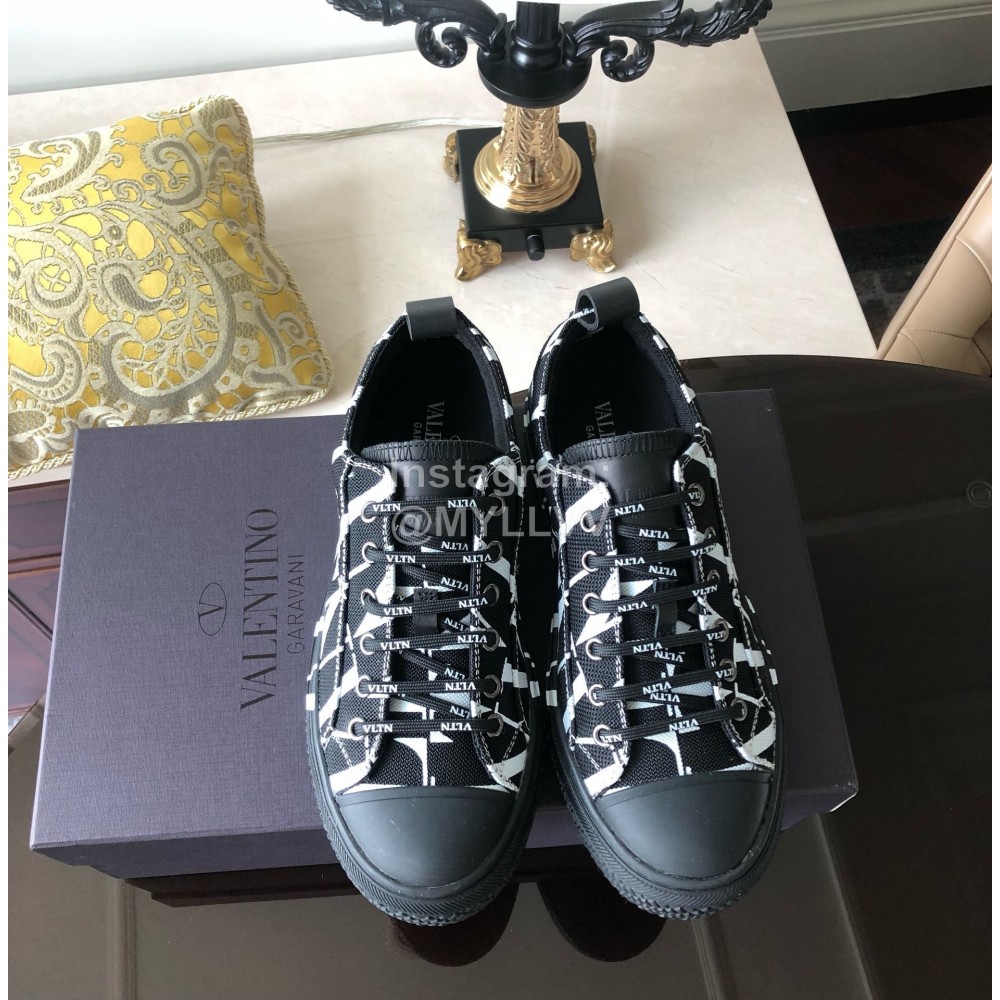 Valentino Black Thick Soled Casual Canvas Shoes