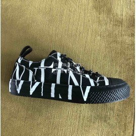 Valentino Black Thick Soled Casual Canvas Shoes