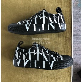 Valentino Black Thick Soled Casual Canvas Shoes