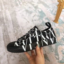Valentino Black Thick Soled Casual Canvas Shoes