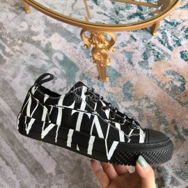 Valentino Black Thick Soled Casual Canvas Shoes