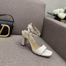 Valentino Summer Rivet Sheepskin White High Heel Sandals