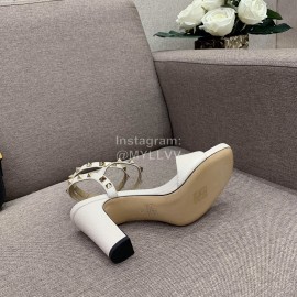 Valentino Summer Rivet Sheepskin White High Heel Sandals