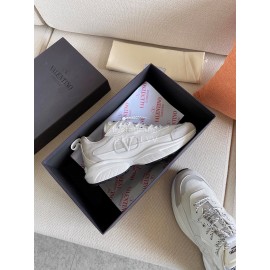 Valentino Autumn Winter Couple Color Matching Sneakers White