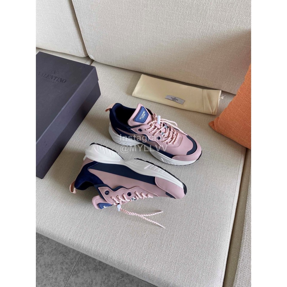 Valentino Autumn Winter Couple Color Matching Pink Sneakers