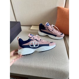 Valentino Autumn Winter Couple Color Matching Pink Sneakers