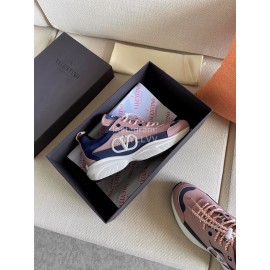 Valentino Autumn Winter Couple Color Matching Pink Sneakers