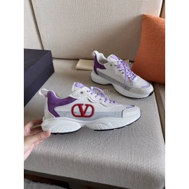 Valentino Autumn Winter Couple Color Matching Purple Sneakers