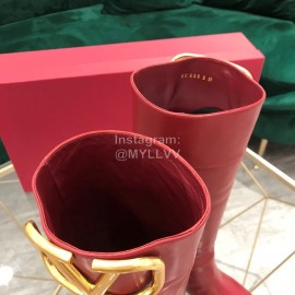 Valentino Fashion Calf High Heeled Long Boots For Women Red