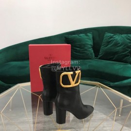 Valentino Fashion Calf High Heeled Short Boots For Women Black