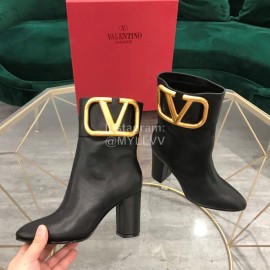 Valentino Fashion Calf High Heeled Short Boots For Women Black