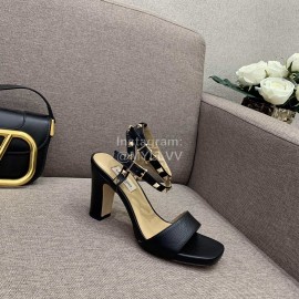 Valentino Summer Rivet Sheepskin High Heel Sandals Black