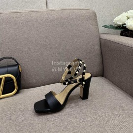Valentino Summer Rivet Sheepskin High Heel Sandals Black