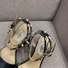 Valentino Summer Rivet Sheepskin High Heel Sandals Black