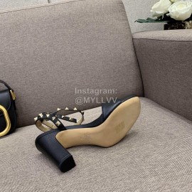 Valentino Summer Rivet Sheepskin High Heel Sandals Black